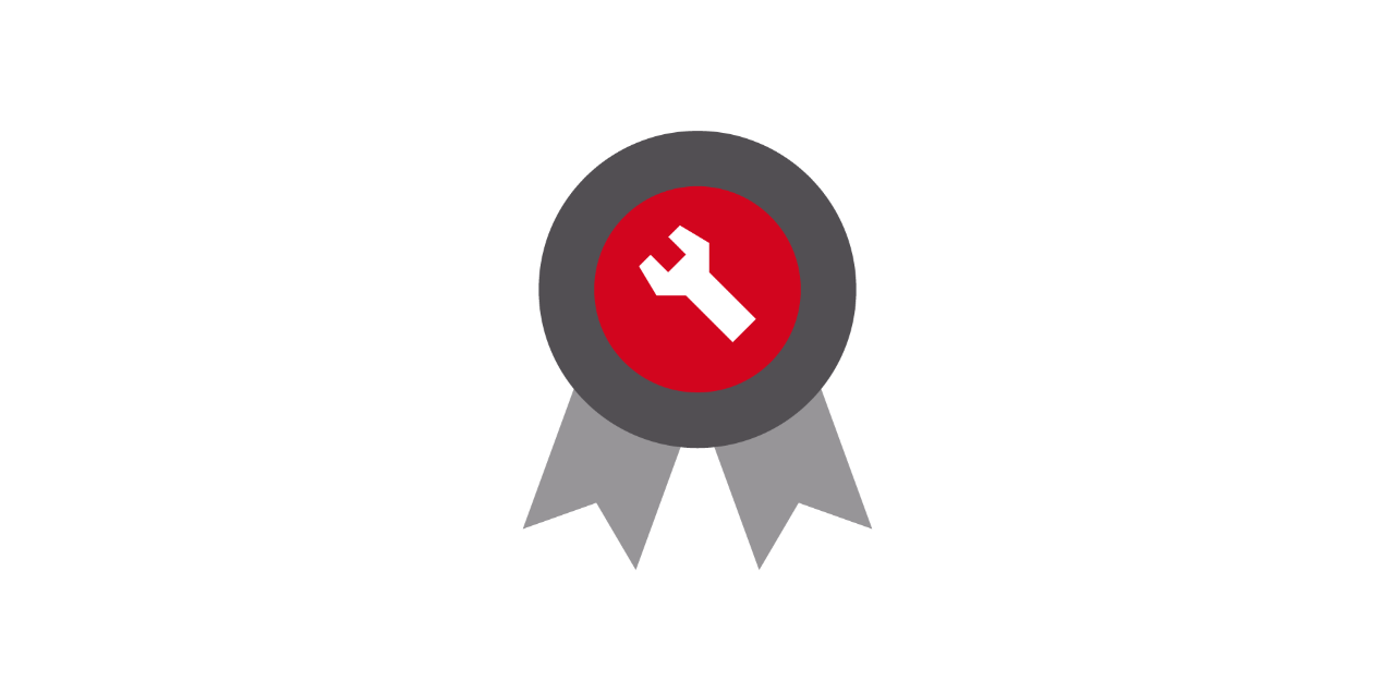Ribbon with a tool in centre, standing for a range of extra services