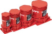 CP 680-P Cast-in firestop sleeve One-step firestop cast-in sleeve for plastic pipe penetrations through floors. Place it and forget it