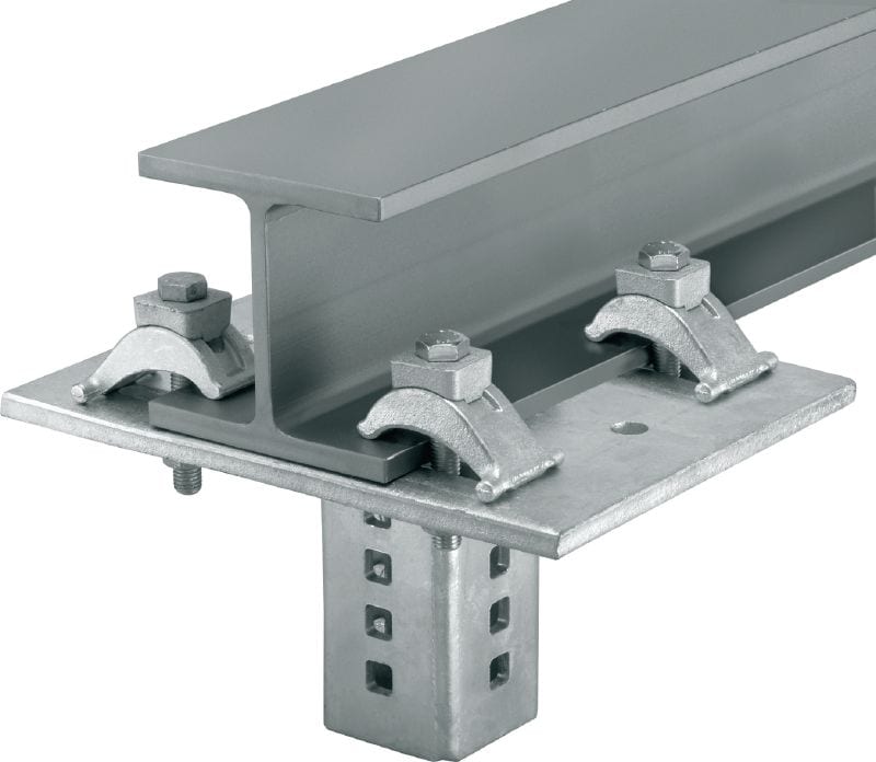 MI-SGC M12 Hot-dip galvanised (HDG) single beam clamp for connecting MIQ steel baseplates to steel beams
