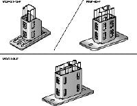 MQP-F Channel foot Hot-dip galvanised (HDG) channel foot for fastening channels to concrete