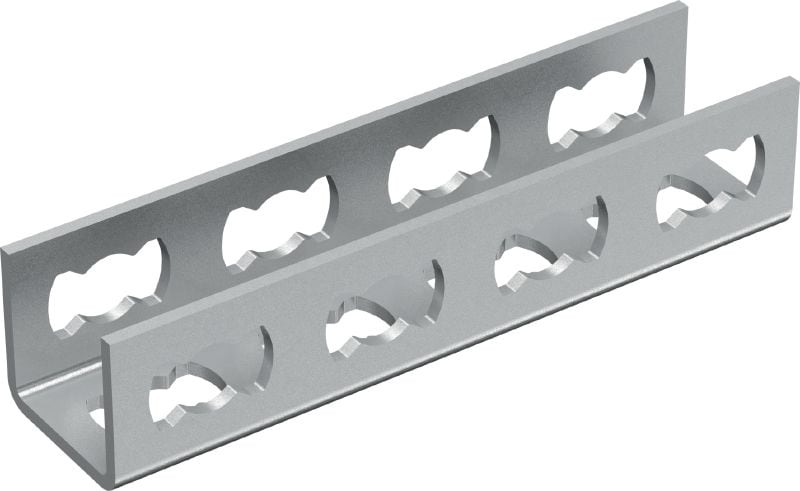 Image 1 of 1: MQV-12 Channel connector Galvanised flexible channel connector used as a longitudinal extender for MQ strut channels