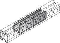 MIQC-E Hot-dip galvanised (HDG) connector used to connect MIQ girders longitudinally for long spans in heavy-duty applications