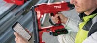 Go to slide 4 of 4: BX 3-22 Cordless concrete nailer Nuron battery-powered fastening tool for attaching plasterboard track and other light-duty fastening to concrete, steel and masonry (max. nail length 30 mm│1-1/8”) Applications 3