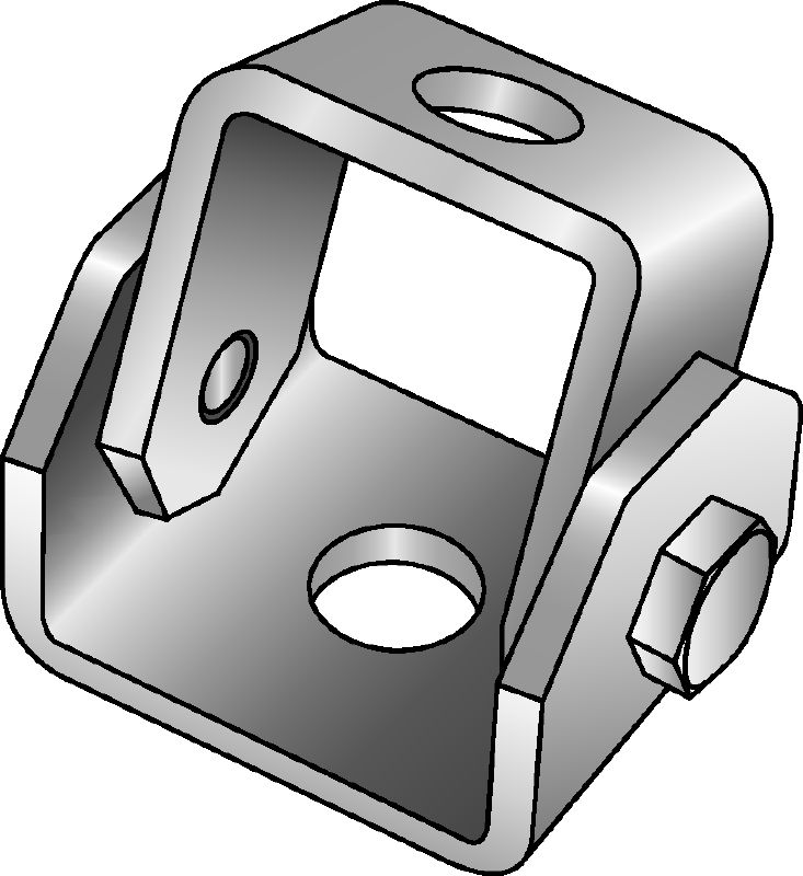 MQP-U-F Hot-dip galvanised (HDG) pivoting element for bracing modular support systems with threaded rod