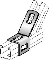 MQW 45°/135°-F Hot-dip galvanised (HDG) 45- or 135-degree angle for connecting multiple MQ strut channels