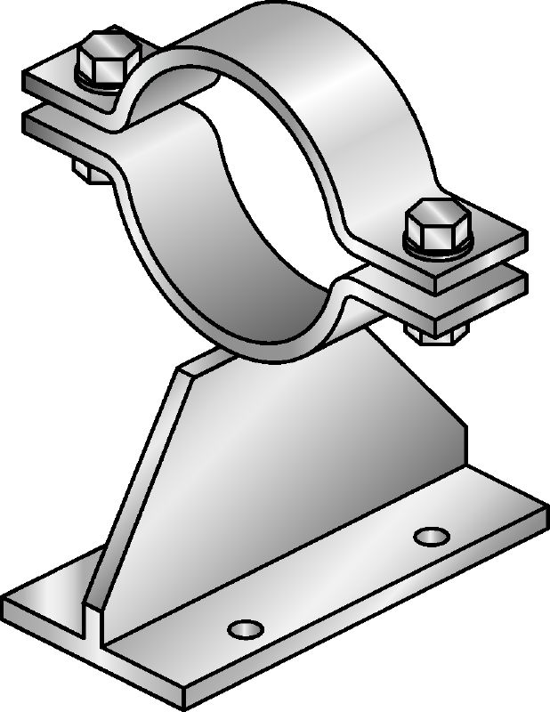 MI-PS 1/1 Hot-dip galvanised (HDG) single pipe shoes for fastening DN 25-150 pipes to MI girders in heavy-duty applications