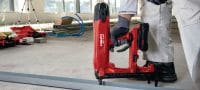 Go to slide 2 of 4: BX 3-22 Cordless concrete nailer Nuron battery-powered fastening tool for attaching plasterboard track and other light-duty fastening to concrete, steel and masonry (max. nail length 30 mm│1-1/8”) Applications 1