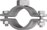Slide 1 of 2 (selected): MFP-PC fixed point pipe clamp Galvanised fixed point pipe clamp for maximum performance in heavy-duty applications