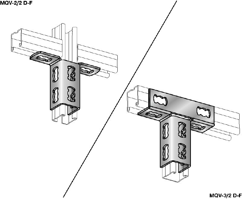 MQV-2D-F Hot-dip galvanised (HDG) channel connector for two-dimensional structures