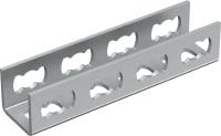 Slide 1 of 1 (selected): MQV-12 Channel connector Galvanised flexible channel connector used as a longitudinal extender for MQ strut channels