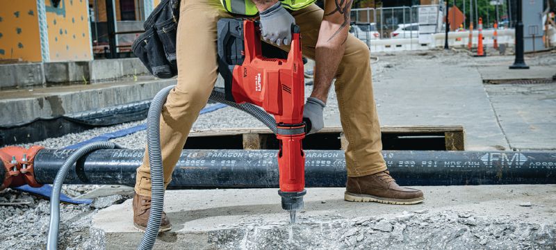 TE 60-22 Cordless rotary hammer Cordless SDS Max (TE-Y) rotary hammer with Active Vibration Reduction and Active Torque Control for heavy-duty concrete drilling and chiselling (Nuron battery platform) Applications 1