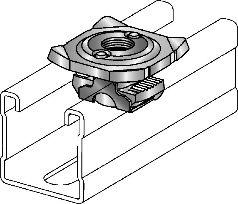 MQA-R Stainless steel pipe clamp saddle for connecting threaded components to MQ strut channels